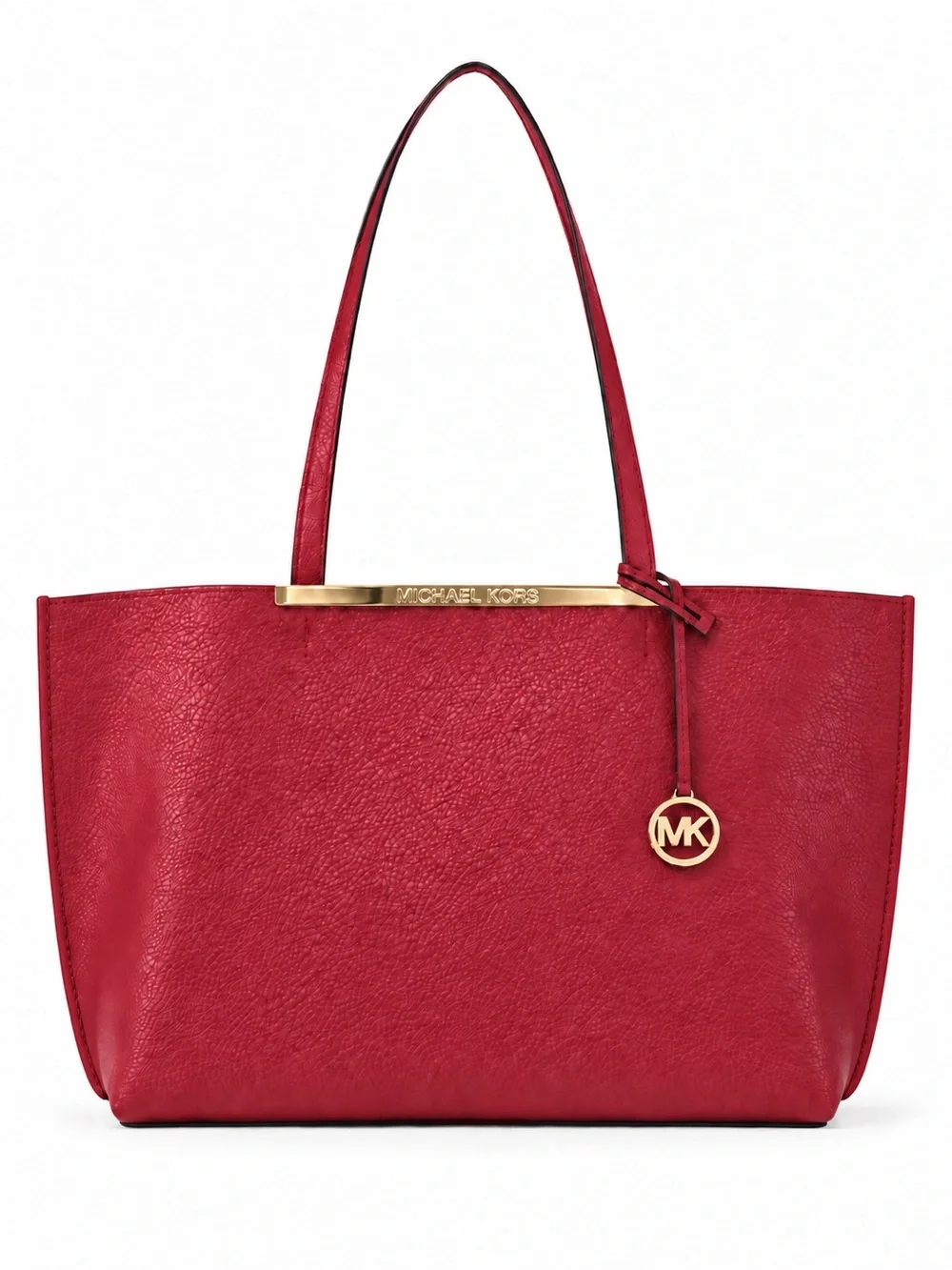 MWT Michael Kors Evelyn Large Raspberry Red Pebbled Tote Zip Top Shoulder Bag